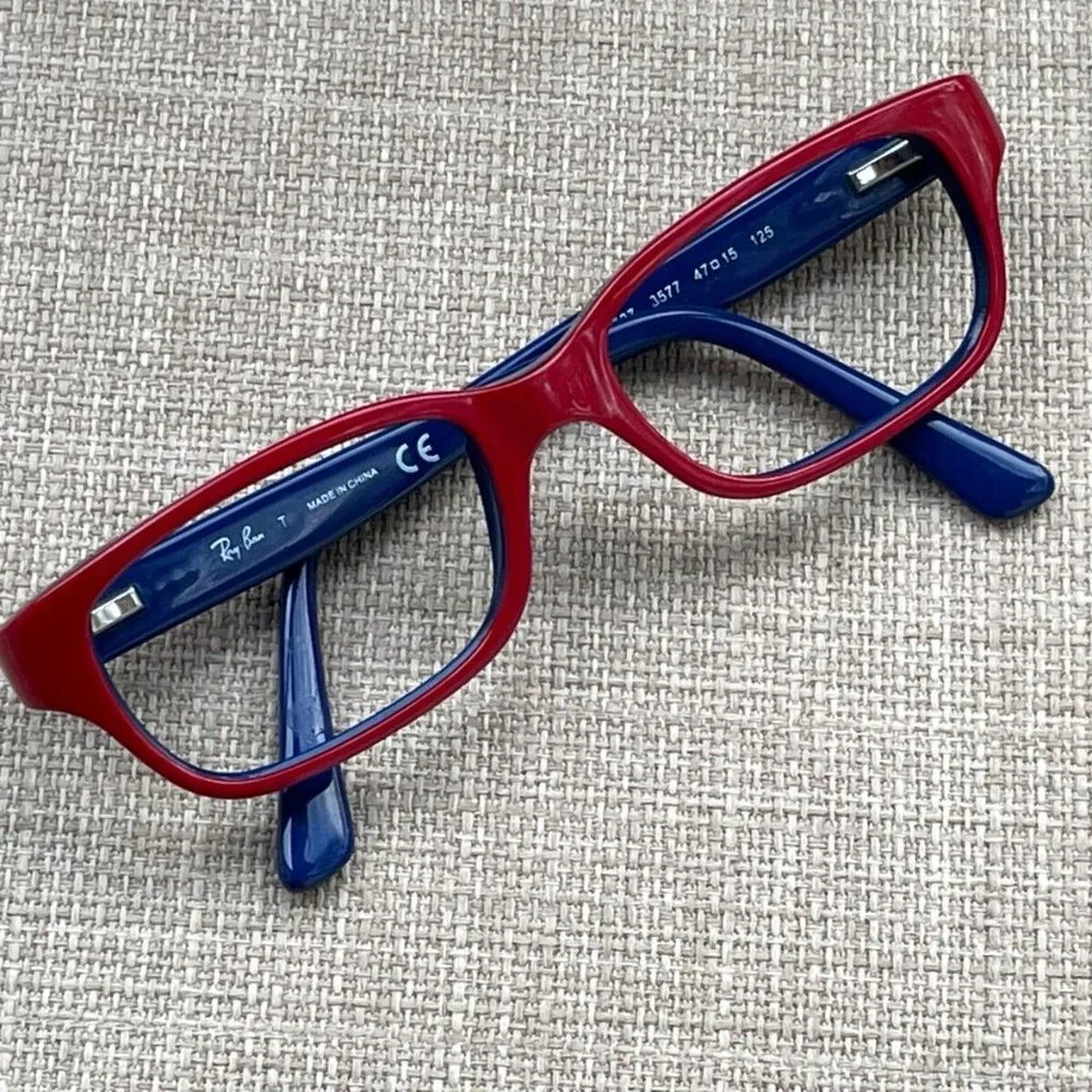 Ray-Ban Kids Eyeglasses Frame RedBlue Tone RB1527 3577 47[]15 125 Glasses